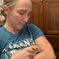 Dawn caring for a lovely little hamster